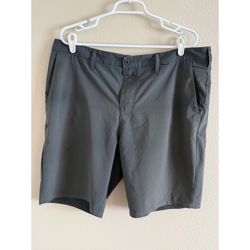 Hurley Phantom Mens Hybrid Walk Shorts Gray Pinstripe Quick Dry Size 36